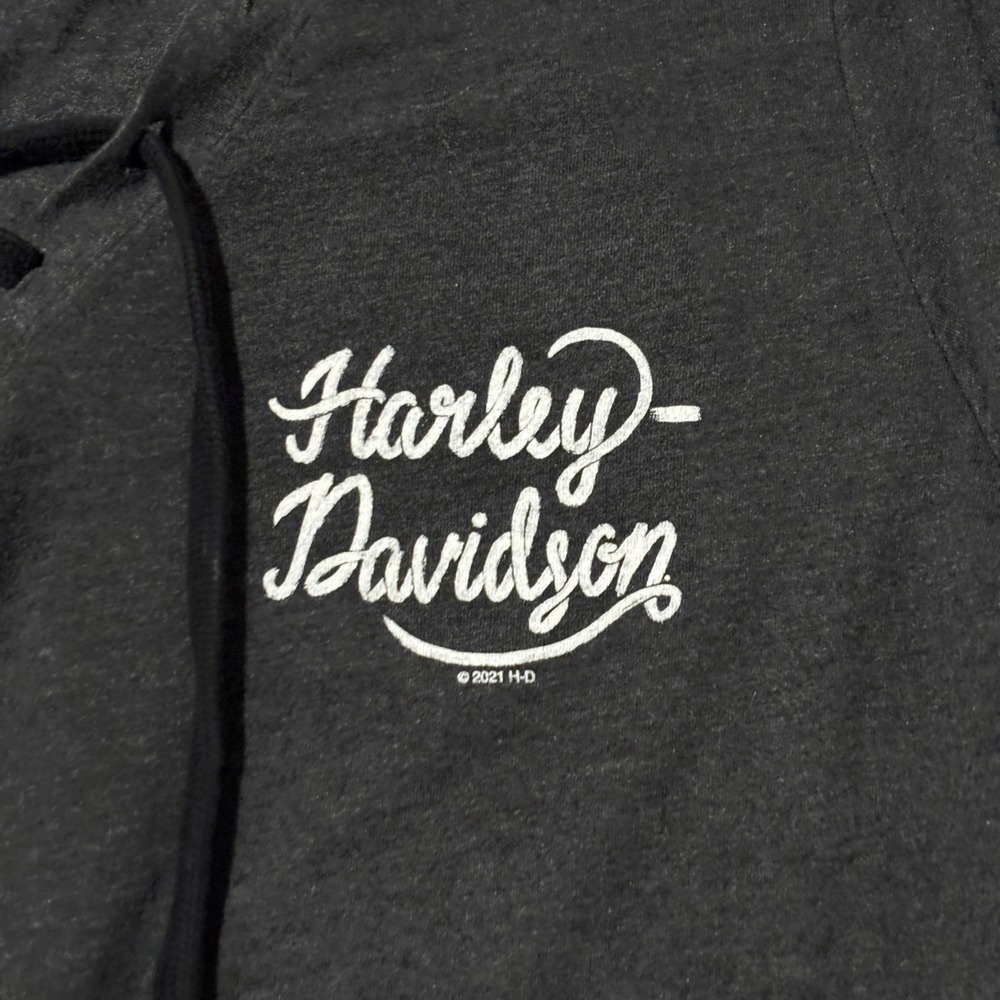 Harley Davidson Womens XL Lace Up Long Sleeve Shirt Barnes South Edmonton Gray - Picture 2 of 7